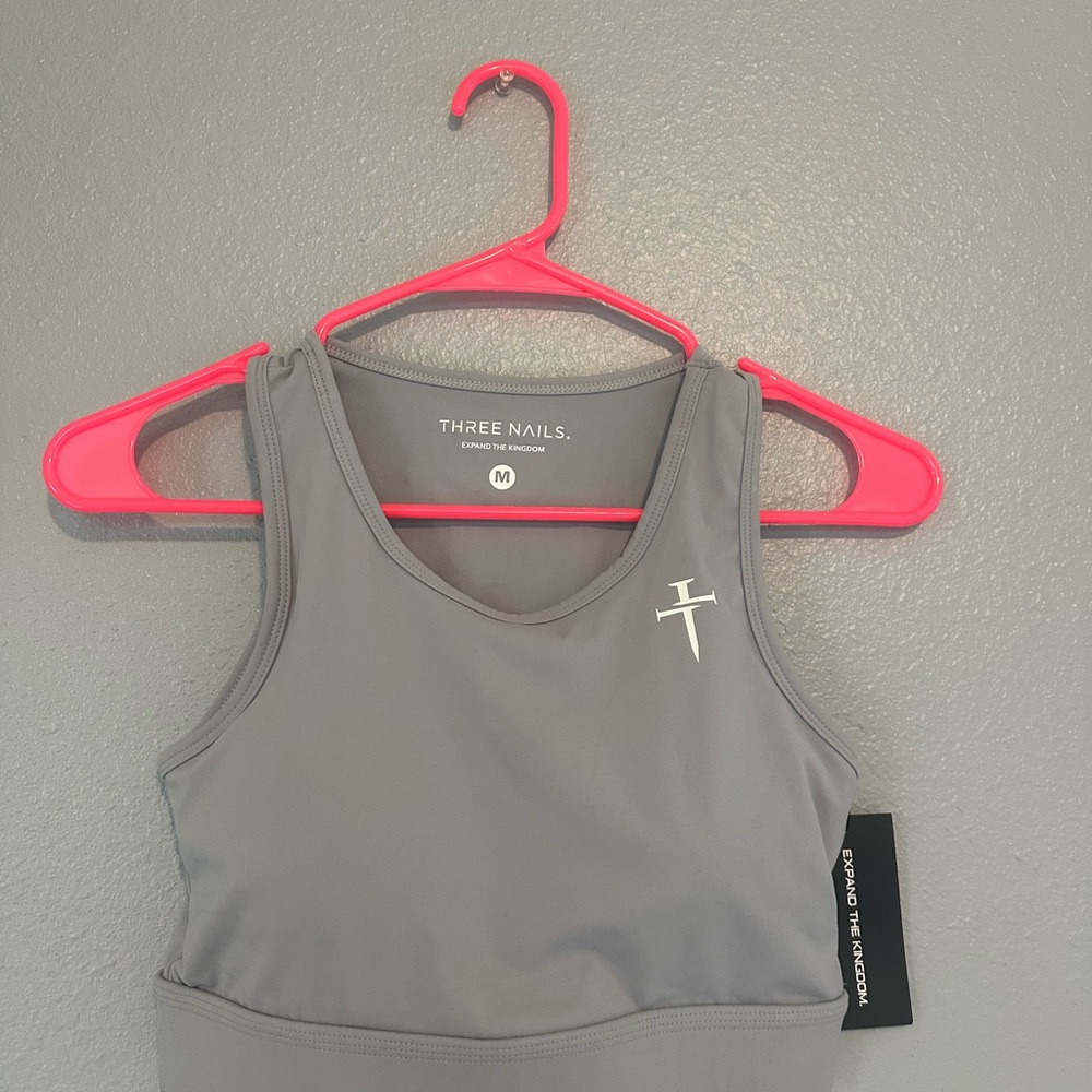 Three Nails Gray Athletic Bra